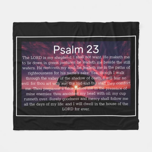 Psalm 23 KJV Christian Blanket Fleecefilt (Framsidan (Horisontell))