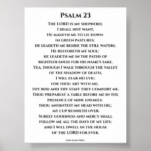 Psalm 23 KJV Fetstil Cinzel-teckensnitt Poster