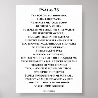 Psalm 23 KJV    Fetstil Cinzel-teckensnitt Poster