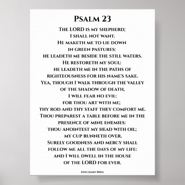 Psalm 23 KJV    Fetstil Cinzel-teckensnitt Poster (Framsidan)
