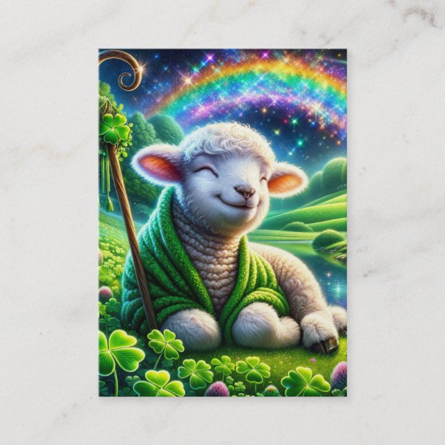 Psalm 23 KJV-kort - Cheerful Lamb Visitkort (Framsida)
