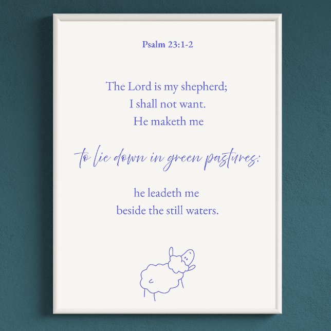 Psalm 23 Kristallkonst | Gud bryr sig om mig Poster (Psalm 23 Christian Wall Art For  Children Bible Verse Poster)