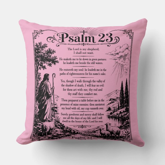 Psalm 23 Kristet skriftställe Kudde (Framsida)
