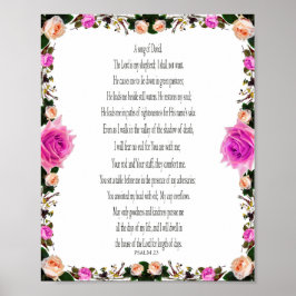Psalm 23, Lila blommig kant Affischpapper Poster