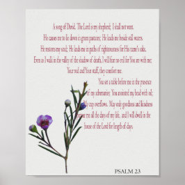 Psalm 23, Lila Grön Blommig Affischpapper (Matta) Poster