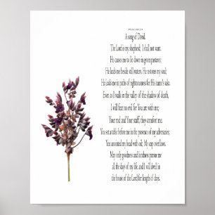 Psalm 23, Lila Gul Botanisk Poster (Matta)