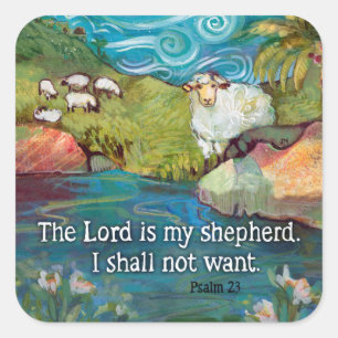 Psalm 23, Lord är min Shepherd-dekal Fyrkantigt Klistermärke