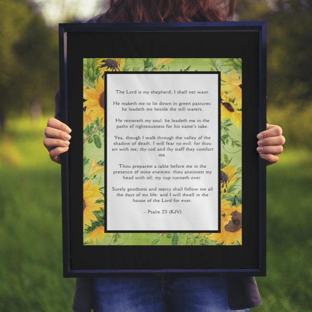 Psalm 23 Lord är Min Shepherd KJV Solblommor Poste Poster (Skapare uppladdad)