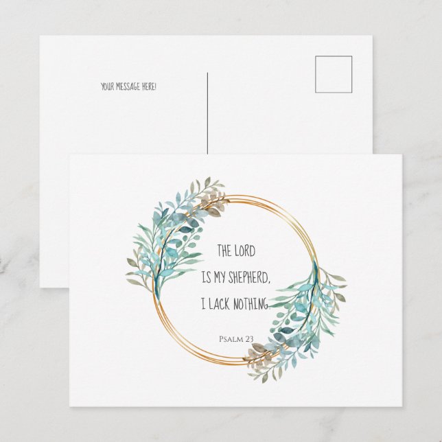 Psalm 23 LORD är min shepherd, Scripture Vykort (Fram/baksida)