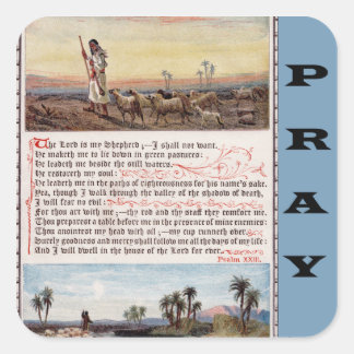 Psalm 23, lorden är min herdebönklistermärke fyrkantigt klistermärke