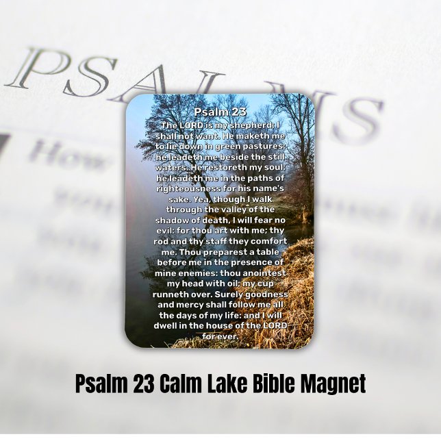 Psalm 23 Lugn Sjö bibel Magnet (Psalm 23 Calm Lake Bible Magnet)