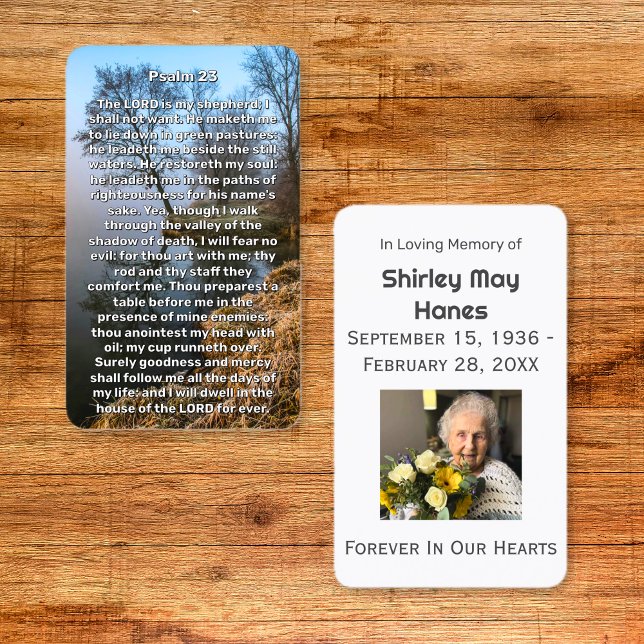 Psalm 23 Lugnars Sjö-minneskort Visitkort (Psalm 23 Calm Lake Memorial Prayer Cards)
