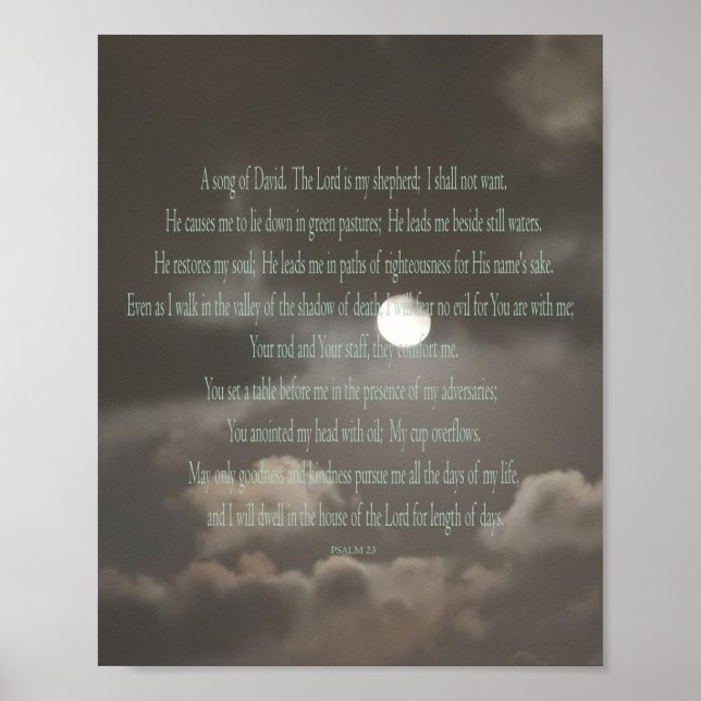 Psalm 23, Måne-utskrift, Värde Poster Pappert (pro (Framsidan)