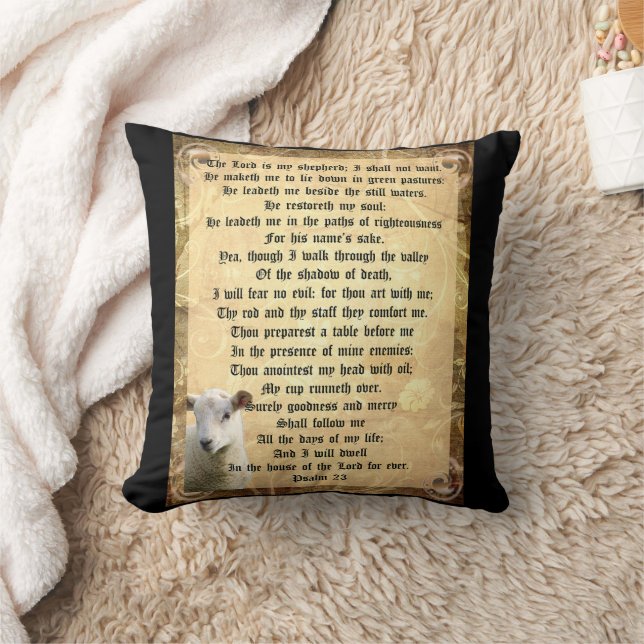 Psalm 23 med lamm kudde (Filt)