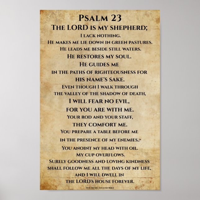 Psalm 23  { NHEB version.} Poster (Framsidan)
