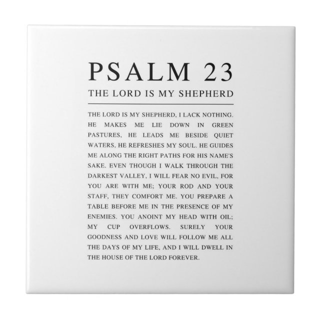 Psalm 23 NKJV Bible Herren är min herde Kakelplatta (Framsidan)