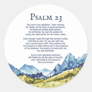 Psalm 23 NKJV Herren är min herde. Runt Klistermärke