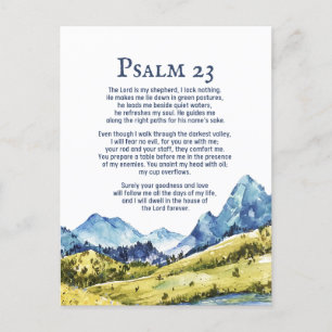 Psalm 23 NKJV Herren är min herde. Vykort