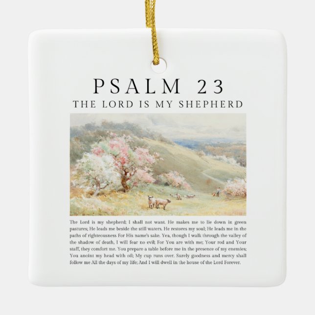 Psalm 23 NKJV Herren är min Shepherd Julgransprydnad Keramik (Framsida)