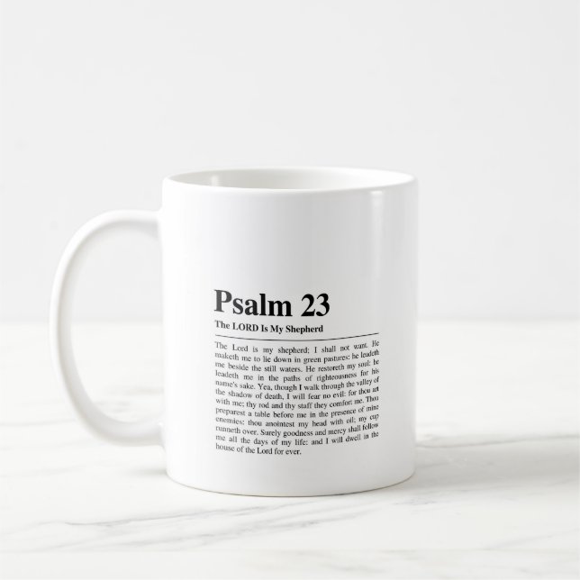 Psalm 23 NKJV Herren är min Shepherd Kaffemugg (Vänster)
