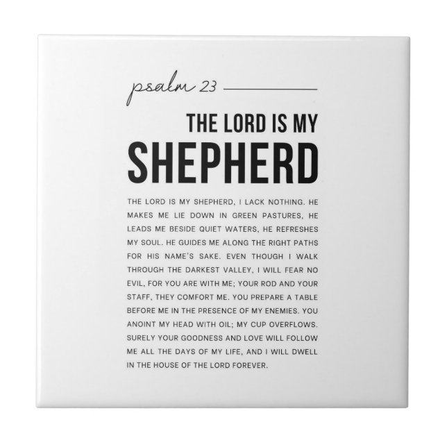 Psalm 23 NKJV Herren är min Shepherd Kakelplatta (Framsidan)