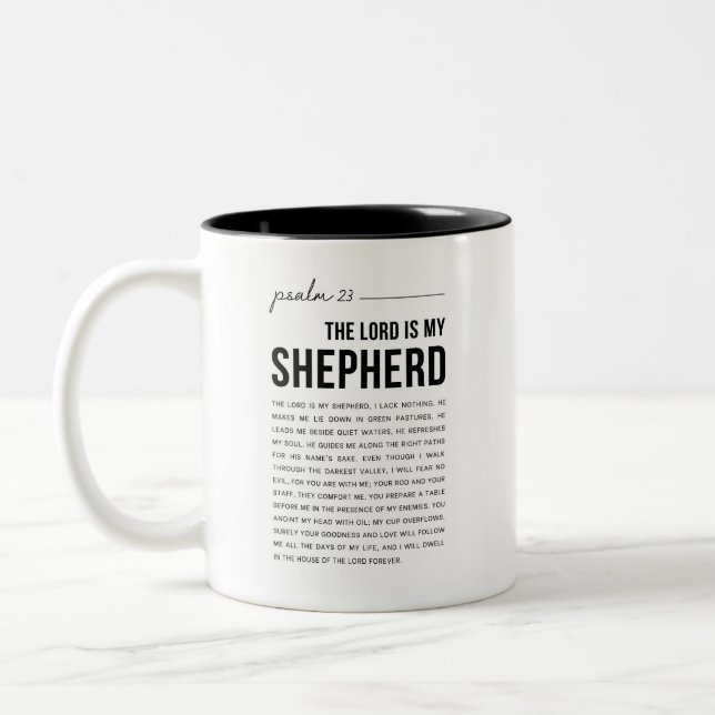 Psalm 23 NKJV Herren är min Shepherd Två-Tonad Mugg (Vänster)