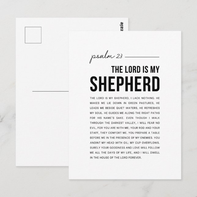 Psalm 23 NKJV Herren är min Shepherd Vykort (Fram/baksida)