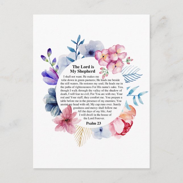 Psalm 23 NKJV Herren är min Shepherd Vykort (Framsida)