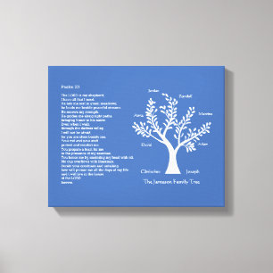 Psalm 23 NLT med stamträd, Canvastryck