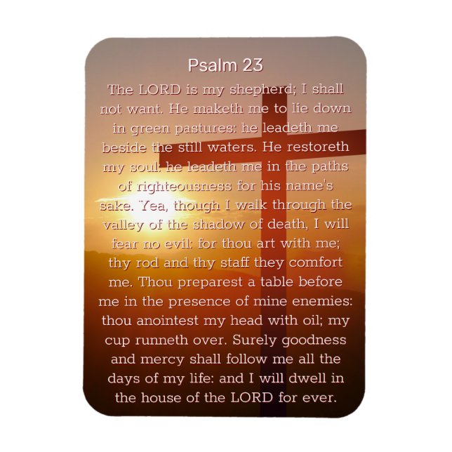Psalm 23 Orange Kor Solnedgång Magnet (Vertikal)