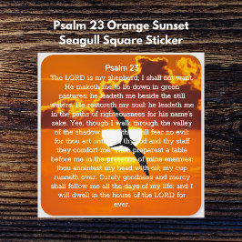 Psalm 23 Orange solnedgång Måsen Fyrkantigt Klistermärke