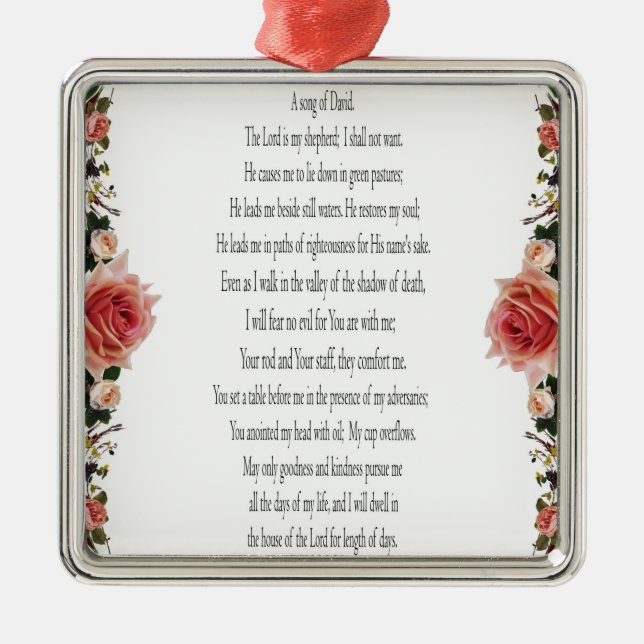 Psalm 23, Ro Flower, Metall Ornament (Framsidan)