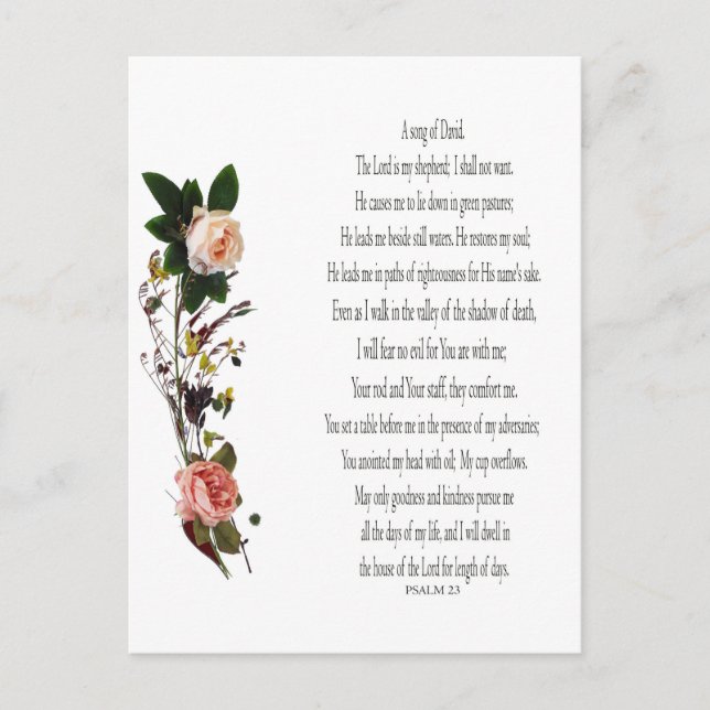 Psalm 23, Sång i David Postcard Helg Vykort (Framsida)