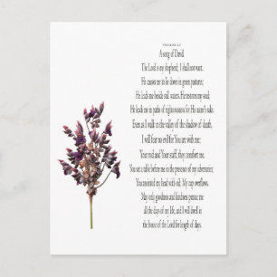 Psalm 23, Sång of David, Blommigt Postcard Helg Vykort