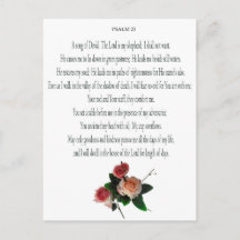 Psalm 23, Sång of David, Blommigt Postcard