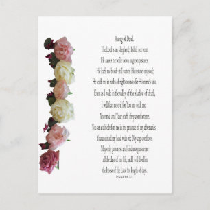 Psalm 23, Sång of David, Helgdag Postcard Helg Vykort