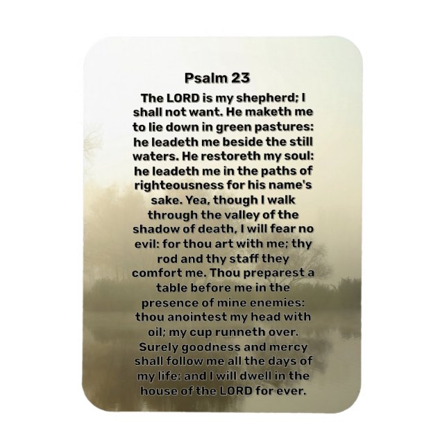 Psalm 23 Sjö Reflection Christian Magnet (Vertikal)