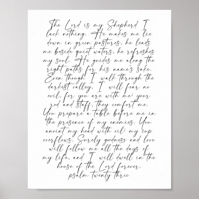 Psalm 23-skriptteckensnitt poster (Framsidan)