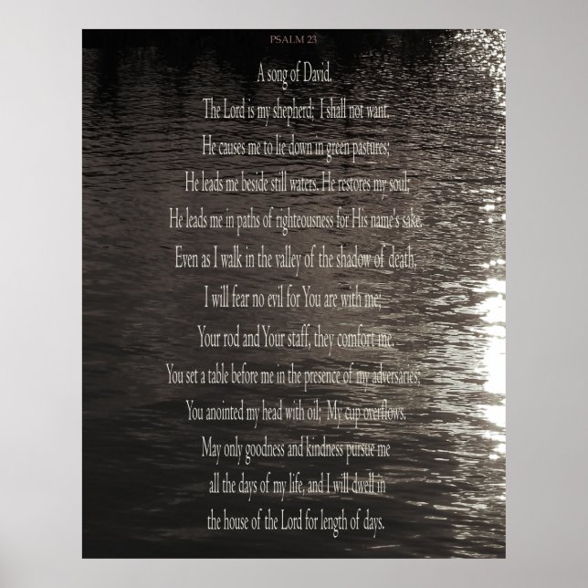 Psalm 23 Skriv ut, David, Värde Poster Pappert (pr (Framsidan)