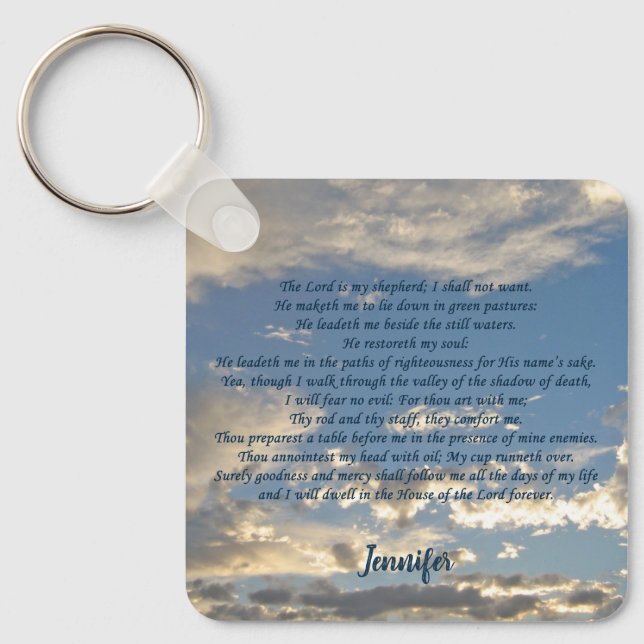 Psalm 23 Snygg kristen Bible Verse-Anpassningsbar Nyckelring (Framsida)