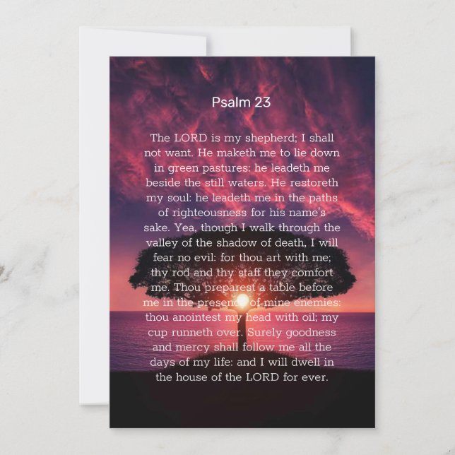 Psalm 23 Solnedgång Livets Firande Begravning  Inbjudningar (Framsida)