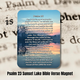 Psalm 23 Solnedgång Sjö Religiösa Magnet