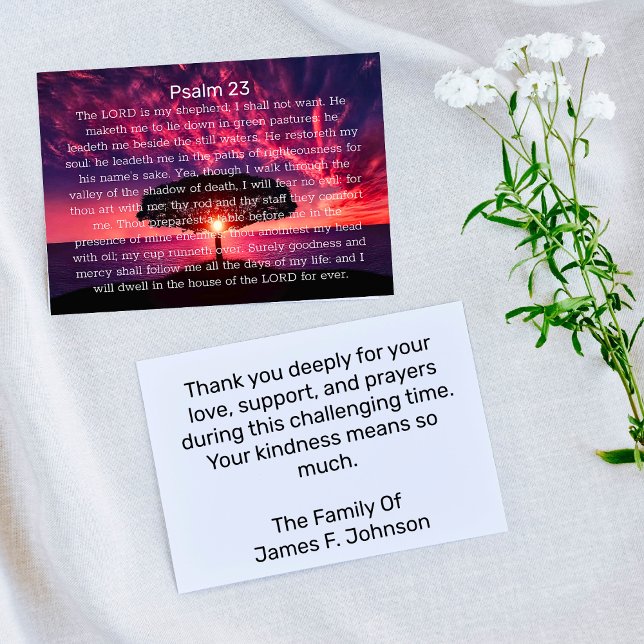 Psalm 23 Sunset Träd Sympathy Funeral Tack Kort (Skapare uppladdad)