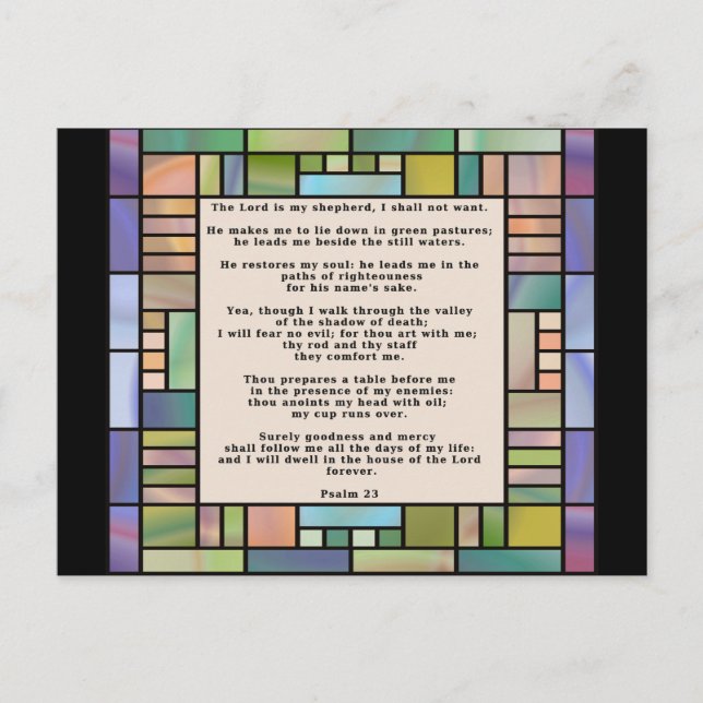 Psalm 23 Tömt vykort av glas (Framsida)