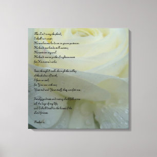 Psalm 23 tryckt på en vit blomduk canvastryck