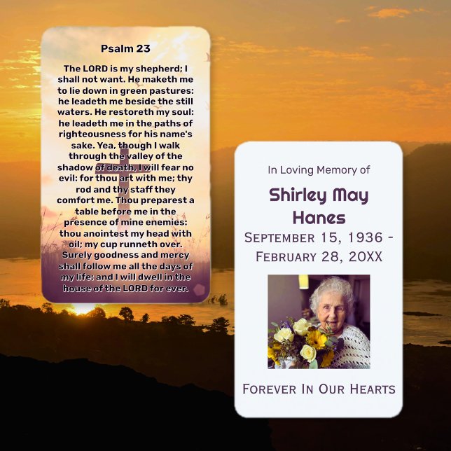 Psalm 23 Upplyst Kor-anteckningskort Visitkort (Psalm 23 Illuminated Cross Memorial Prayer Cards)