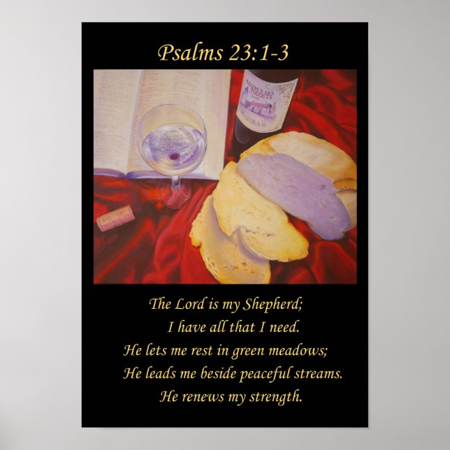 Psalm 23. Vatten. Christian art Poster (Framsidan)