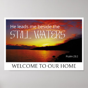 Psalm 23 VATTEN Christian Bible Verse Poster