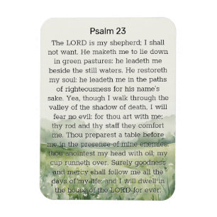 Psalm 23 Vattenfärgad Grönt Fält Magnet
