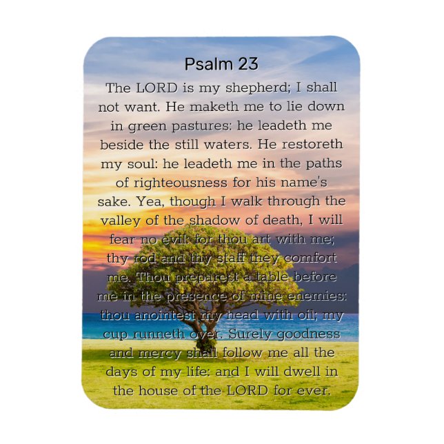 Psalm 23 Vattenfärgad Grönt Träd Magnet (Vertikal)